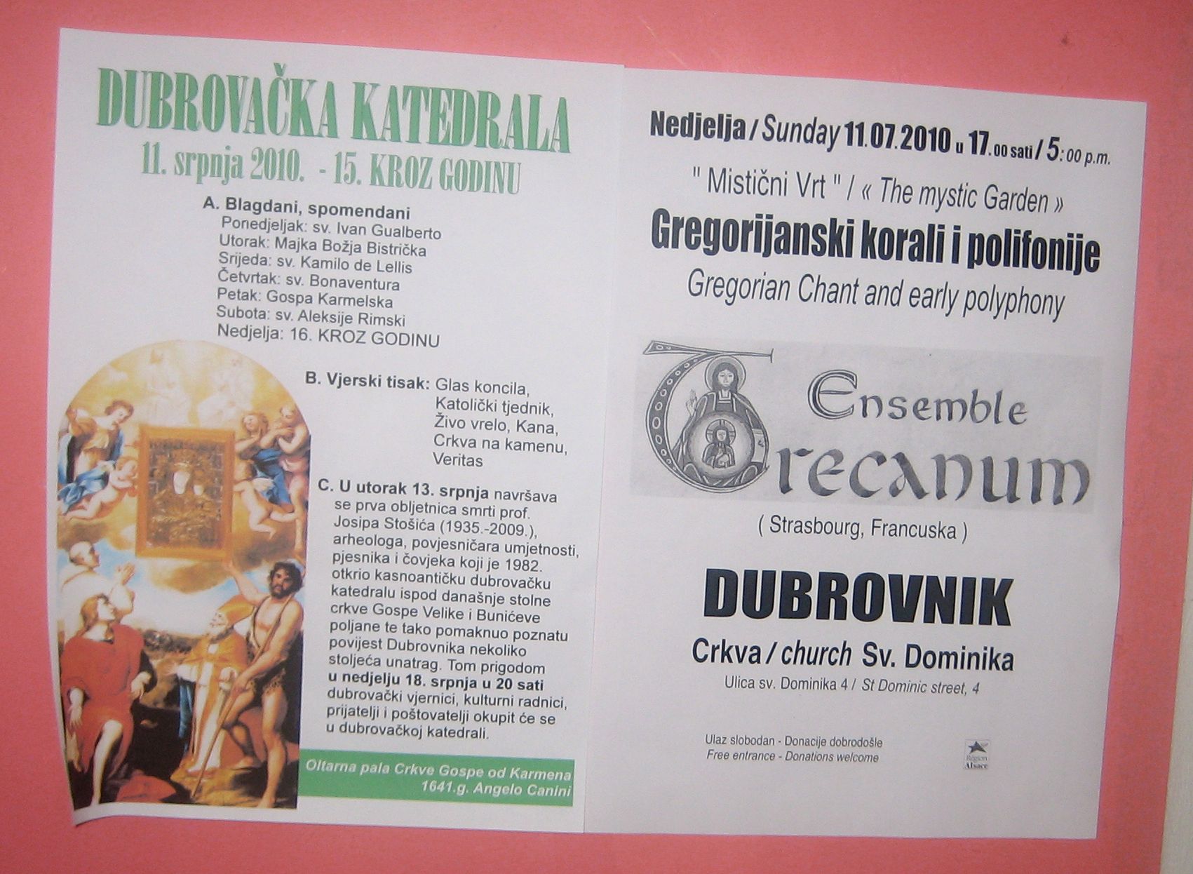 Flyer concert Dubrovnik